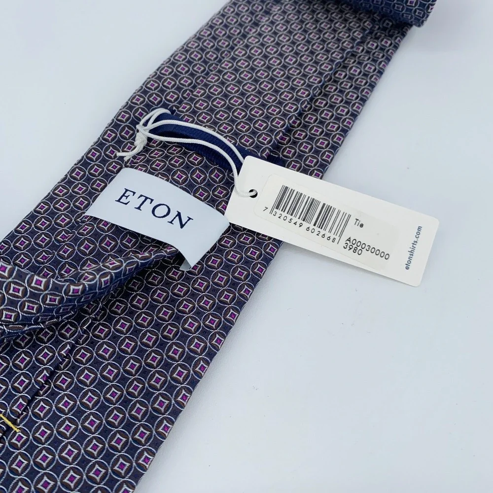 Eton Tie Men One Size Colorful Patterned Silk Classic Fit Necktie Italy Made NWT